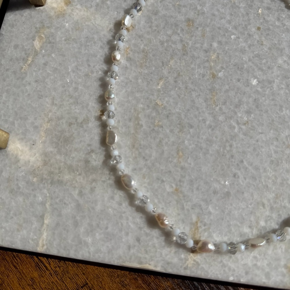 Genuine Freshwater Pearl & Swarovski Crystal Necklace - Picture 4 of 7